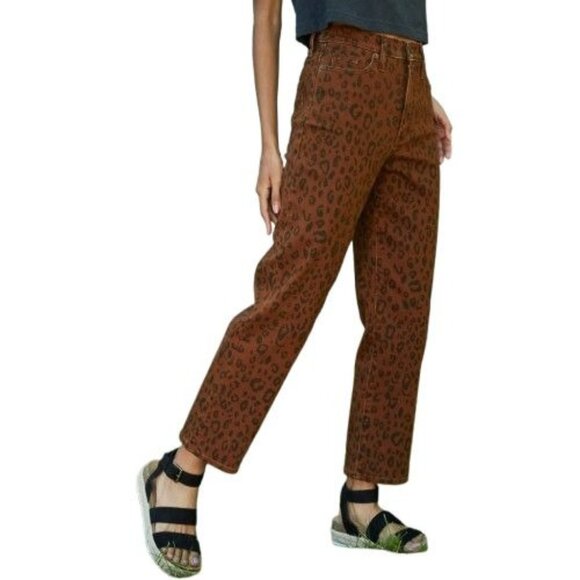 Universal Thread Women's Super-High Rise Straight Ankle Jeans Leopard Print Sz 0 - Picture 1 of 5